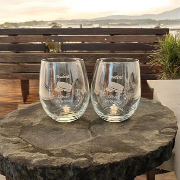 Glas med navn til studenten, vandglas